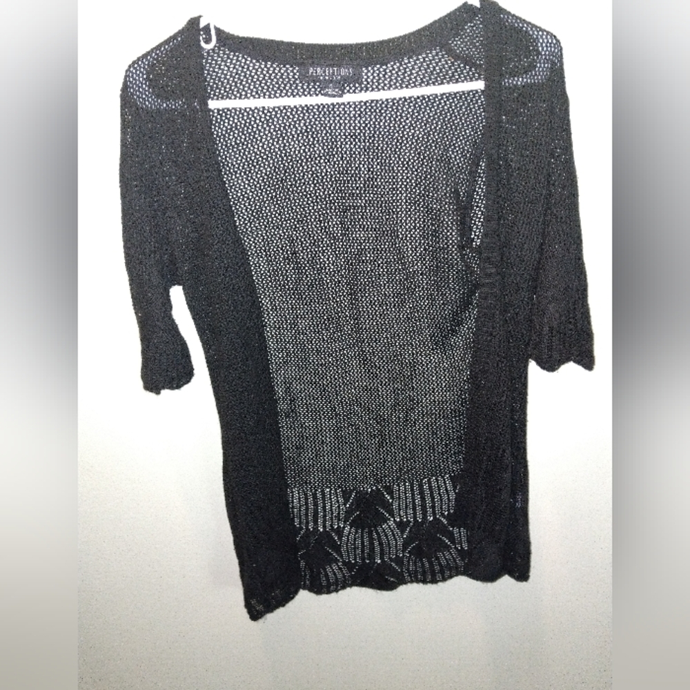 Perceptions Elegant Black Knit Cardigan